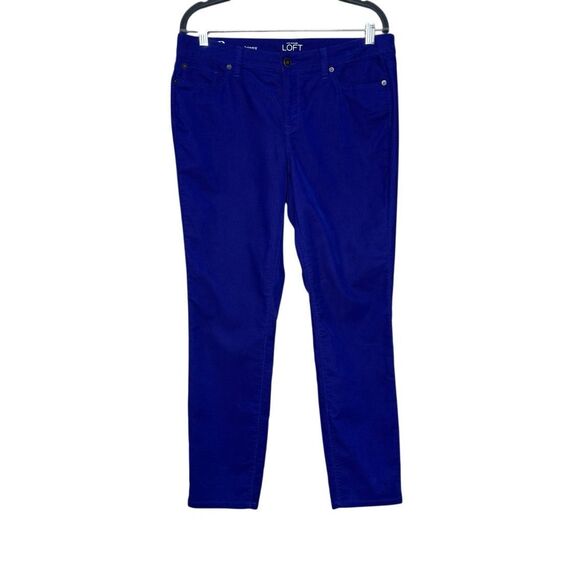 Loft royal blue mid rise modern skinny corduroy pants size 10 petite - Picture 1 of 11